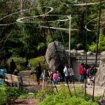 Outdoor sculpture in garden