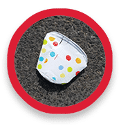 Flattened paper cup